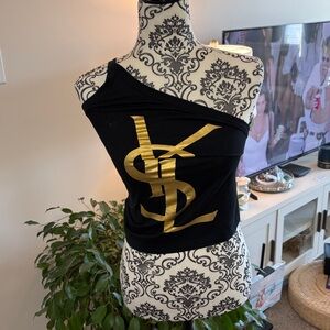 YVES SAINT LAURENT - “AUTHENTIC” Black Tank with Gold Logo